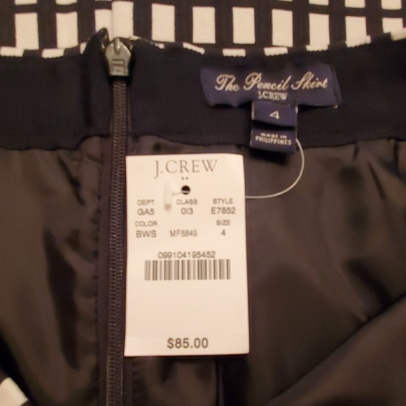 J.Crew The Pencil Skirt  black & white Houndstooth print size 4 NWT - Picture 6 of 7